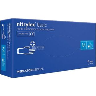 Mercator Nitrylex, 100 шт., Розмір М, Меркатор, Рукавички нестерильні, нітрилові, неопудрені, сині