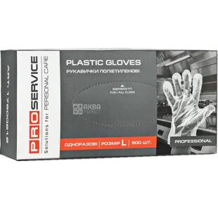 PROservice Professional, 500 шт., Розмір L, Рукавички поліетиленові, одноразові, прозорі
