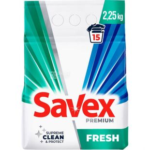 Savex Fresh, 2.25 кг, Пральний порошок для білого та кольорового одягу, Савекс