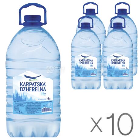 Карпатська Джерельна Life, 6 л, Упаковка 10 шт., Вода питна