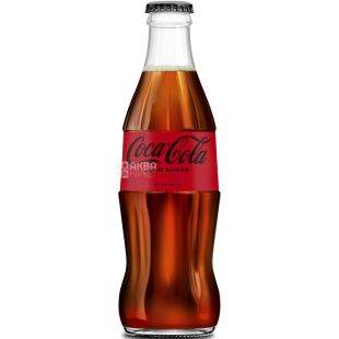 Coca-Cola Zero, 0,25 л, Напиток газированный Кока-Кола, без сахара, стекло