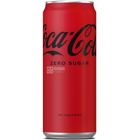 Coca-Cola Zero, 0,33 л, Кока-Кола Зеро, Вода сладкая, низкокалорийная, ж/б