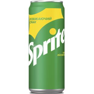 Sprite, 0,33 л, Напій газований Лимон-Лайм Спрайт, ж/б