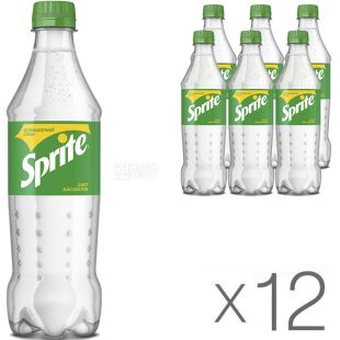 Sprite, Упаковка 12 шт. х 0,5 л, Напій газований Лимон-Лайм Спрайт, ПЕТ