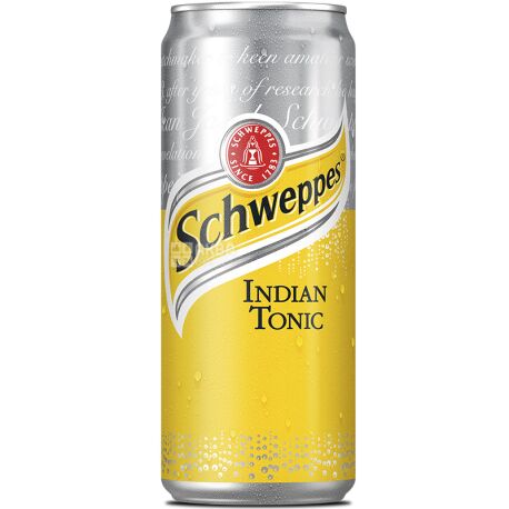 Schweppes, Indian Tonic, 0.33 L, Schweppes Tonic, highly carbonated drink, can