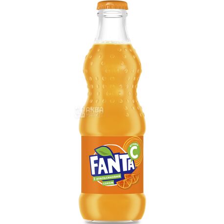 Fanta, Апельсин, 0,25 л, Фанта, Вода сладкая, с натуральным соком, стекло