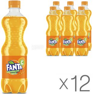 Fanta, Упаковка 12 шт. х 0,5 л, Напій газований соковмісний Апельсин Фанта, ПЕТ
