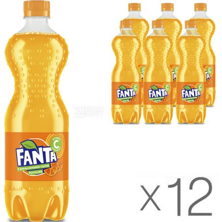 Fanta, Упаковка 12 шт. х 0.75л, Фанта, Напиток сильногазированный, с апельсиновым соком, ПЭТ