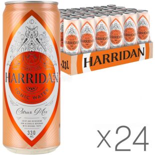 Harridan Tonic Water, Упаковка 24 шт. х 0,33л, Напиток газированный Тоник Цитрусовый микс Харридан, ж/б
