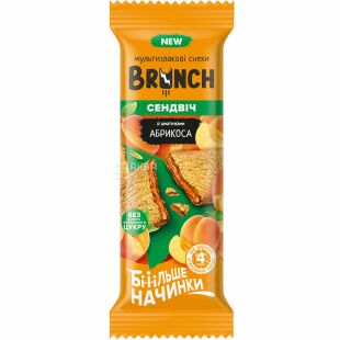 Brunch, 56 г, Бранч, Мультизлаковый батончик-сендвич с абрикосовой начинкой