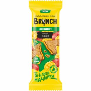 Brunch, 56 г, Бранч, мультизлаковий батончик-сендвіч з манговою начинкою