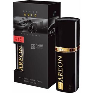 Areon Perfume Premium Gold, 50 мл, Парфум Ареон для автомобіля Золото, спрей + суха підвіска