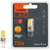 VIDEX LED G4e, Лампа світлодіодна, цоколь G4, 2W, 4100K, 12V, нейтральне біле світло, 230 Lm