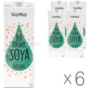ViaMia, Soya natural, Упаковка 6 шт. х 1 л, Виа Мия, Напиток соевый, органический