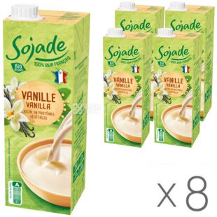 Sojade So Soya Vanille Organic, Упаковка 8 шт. х 1 л, Сояде, Соевое молоко ванильное, с кальцием, органическое, безлактозное