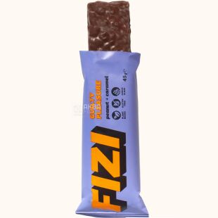 Fizi Peanut Caramel, 45 г, Физи, Шоколадный батончик Арахис и карамель, веганский, без сахара