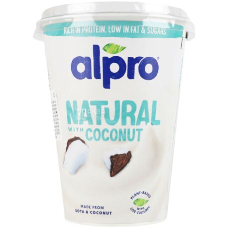 Alpro, Coconut, 400 г, Алпро, Соєвий йогурт з кокосом, 3%