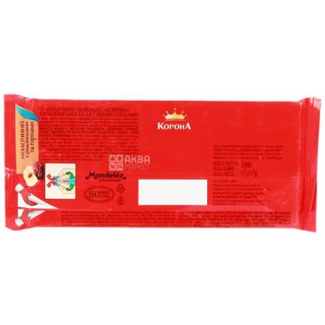 Корона, 90 г, молочный шоколад, с изюмом и лесными орехами, 58% какао