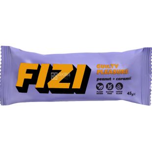 Fizi Peanut Caramel, 45 г, Фізі, Шоколадний батончик Арахіс та карамель, веганський, без цукру