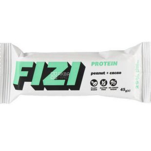 Fizi Peanut cacao, 45 г, Физи, Протеиновый батончик Арахис Какао, без глютена