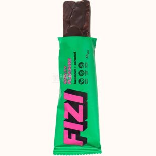 Fizi Hazelnut caramel, 45 г, Шоколадный батончик Физи Лесной орех и Карамель, без глютена