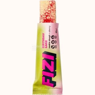 Fizi Cookie dough cherry, 45 г, Физи, Злаково-ореховый батончик Печенье и вишня, без глютена