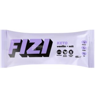 Fizi Keto Vanilla salt, 45 г, Фізі, Батончик протеїновий Ваніль та сіль, без глютену
