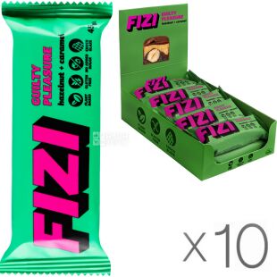 Fizi Hazelnut Caramel, Упаковка 10 шт. х 45 г, Шоколадный батончик Физи Лесной орех и Карамель, без глютена