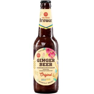 Volynski Browar Ginger Beer, 350 мл, Волынский бровар, Пиво имбирное, безалкогольное, стекло