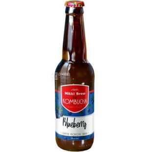 Mikki Brew Blueberry, 350 мл, Комбуча Міккі Брю, Чорниця, скло