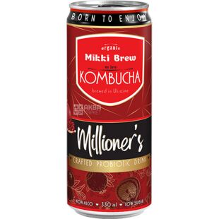 Mikki Brew Millioner's, 330 мл, Комбуча Микки Брю Миллионерс, с гранотовым вкусом, ж/б