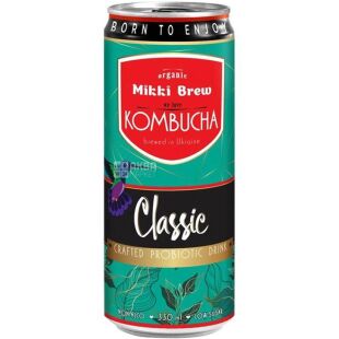 Mikki Brew Classic, 330 мл, Комбуча Микки Брю, классическая, ж/б