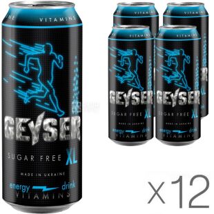Geyser Sugar-free, Упаковка 12 шт. х 500 мл, Енергетичний напій Гейзер, без цукру, ж/б