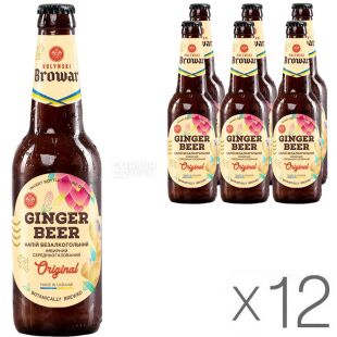Volynski Browar Ginger Beer, Упаковка 12 шт. х 350 мл, Волынский бровар, Пиво имбирное, безалкогольное, стекло