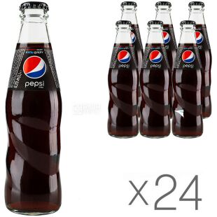 Pepsi-Cola max, Упаковка 24 шт. х 0,25 л, Напій газований Пепсі, без цукру, скло