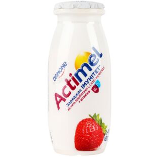 Actimel, 100 г, Продукт кисломолочний зі смаком полуниці, 1,4%