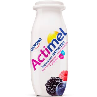 Actimel, 100 г, Продукт кисломолочний зі смаком лісових ягід, 1,4%