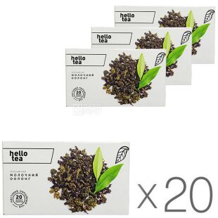 Hello tea, Упаковка 20 шт. х 20 шт., Хэллоу те, Зеленый чай, Молочный Улун в фильтр-пакетах