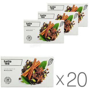 Hello tea, Упаковка 20 шт. х 20 шт., Хеллоу ті, Чорний пряний чай у фільтр-пакетах, Масала