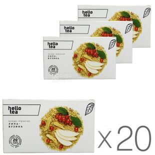 Hello tea, Упаковка 20 шт. х 20 шт., Хеллоу ті, Квітково-ягідний чай, Липа-Бузина у фільтр-пакетах