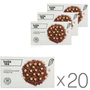 Hello tea, Упаковка 20 шт. х 20 шт., Хеллоу ті, Етнічний чай у фільтр-пакетах, Карамельний Ройбуш