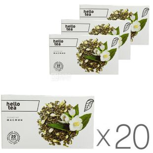 Hello tea, Упаковка 20 шт. х 20 шт., Хеллоу те, Зеленый чай в фильтр-пакетах, Жасмин
