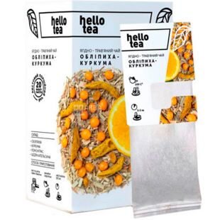 Hello Tea, 20 шт., Хелоу ти Облепиха-куркума, Ягодно-травяной чай у фильтр-пакетах