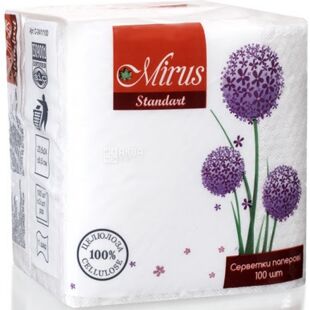 Mirus, 100 шт., Салфетки столовые Мирус, однослойные, белые, 21х21 см