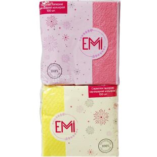 Mirus, 100 шт., Салфетки столовые Мирус, однослойные, цветные, 24х23 см, в ассортименте