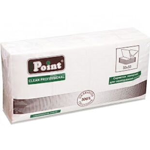 Mirus Eco Point, 250 шт., Серветки столові Мірус, двошарові, білі, 33х33 см