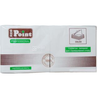 Mirus Eco Point, 250 шт., Салфетки столовые Мирус, двухслойные, белые, 33х33 см