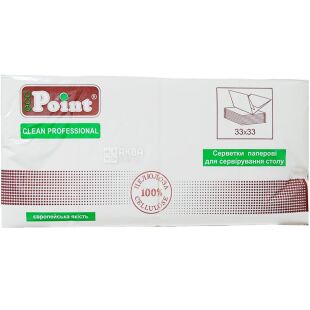 Mirus Eco Point, 250 шт., салфетки столовые Мирус, двухслойные, 1/8 сборки, белые, 33х33 см