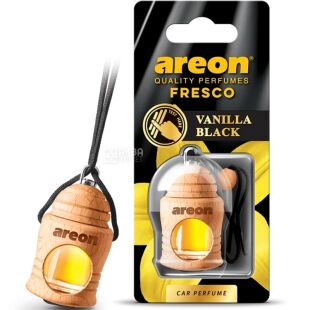 Areon Fresco Vanilla Black, 4 мл, Ароматизатор воздуха Ареон для автомобиля, подвеска, Черная ваниль