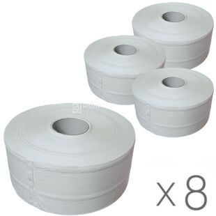 Mirus Jumbo, Упаковка 8 шт. х 1 рул., Туалетний папір целюлозний Мірус , двошаровий,  240 м, без перфорації 95х220 мм, на втулці